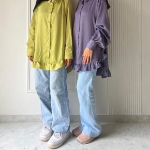 lavender satin ruffle shirts